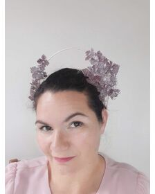 A picture of a pink crown with halo by Melissa Rath Millinery listed on Hatporium