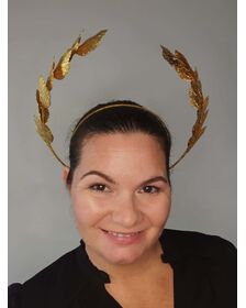 A picture of a Gold Leaf Millinery Headband by Melissa Rath Millinery