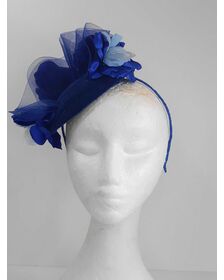 A picture of a Blue Velveteen Fascinator by Melissa Rath Millinery listed on Hatporium