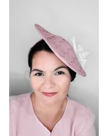 A picture of a Pink Silk Saucer Hat by Melissa Rath Millinery listed on hatporium