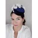 A picture of a Navy and White Velvet Fascinator by Melissa Rath Millinery listed on hatporium