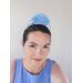 A picture of a blue feathered millinery crown by Melissa Rath Millinery listed on Hatporium