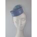 A picture of a blue leather millinery headpiece by Melissa Rath Millinery.