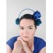 A picture of a blue and green feathered halo crown by Melissa Rath Millinery listed on Hatporium